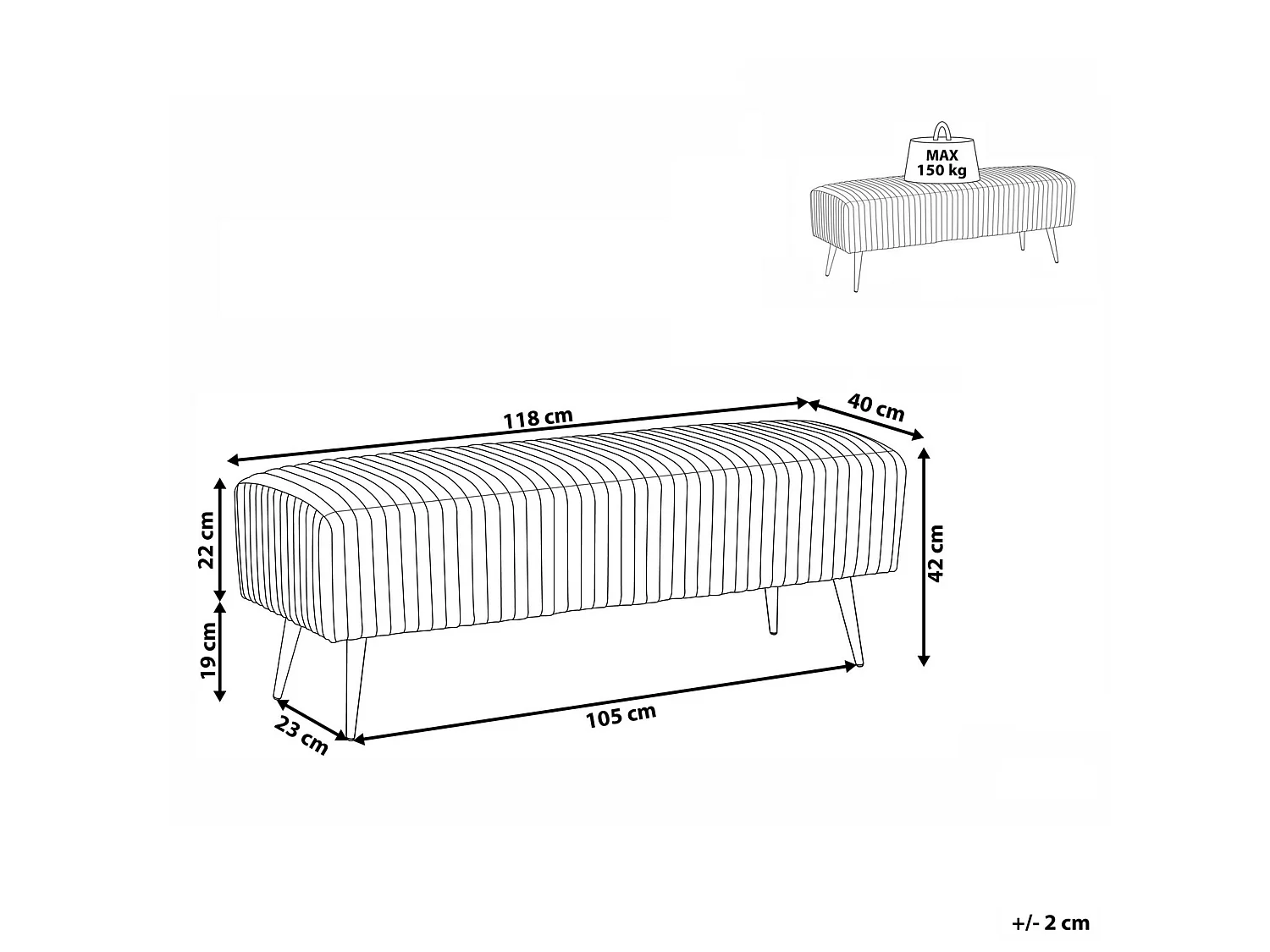 Banc PATERSON Velours Orange