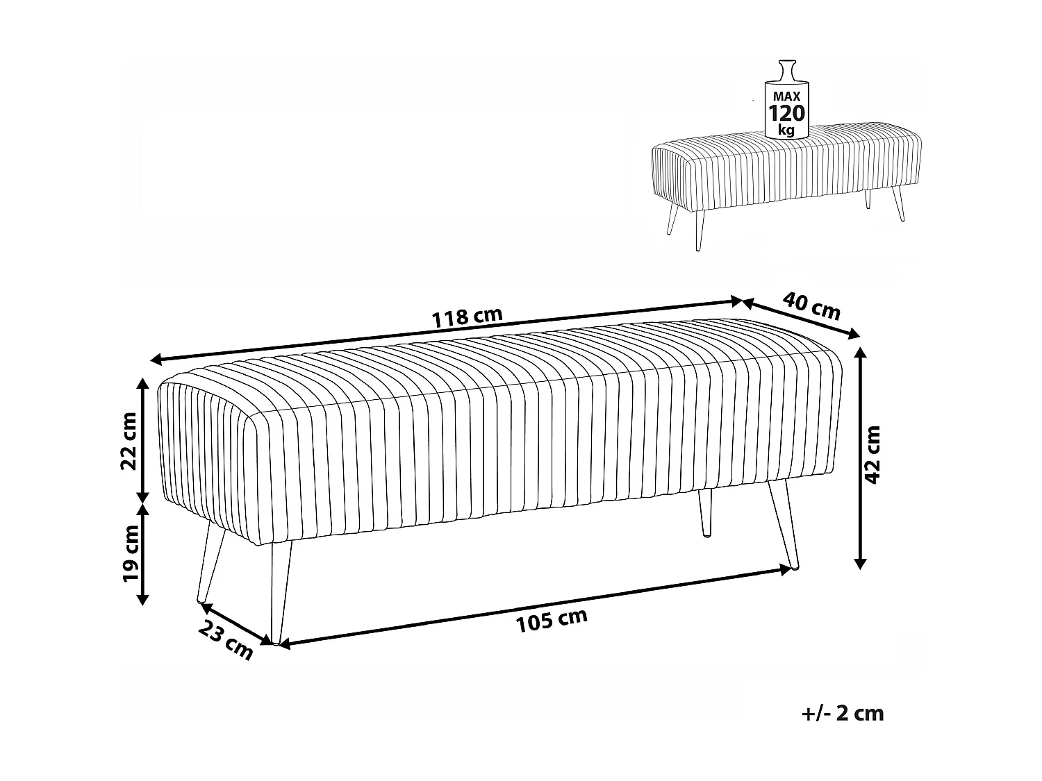 Banc PATERSON Velours Blanc cassé