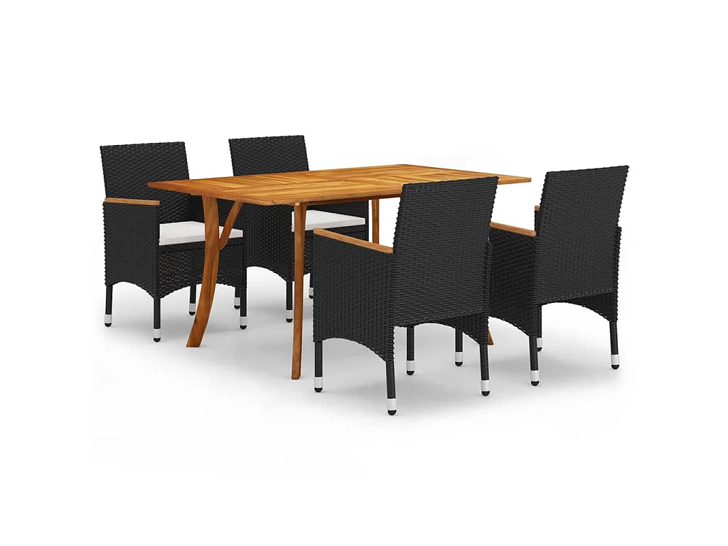 Ensemble de salle à manger de jardin 5 pcs Noir