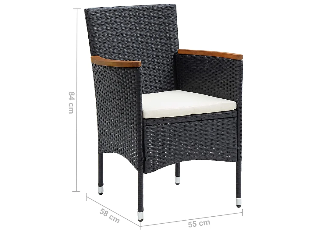 Ensemble de salle à manger de jardin 5 pcs Noir