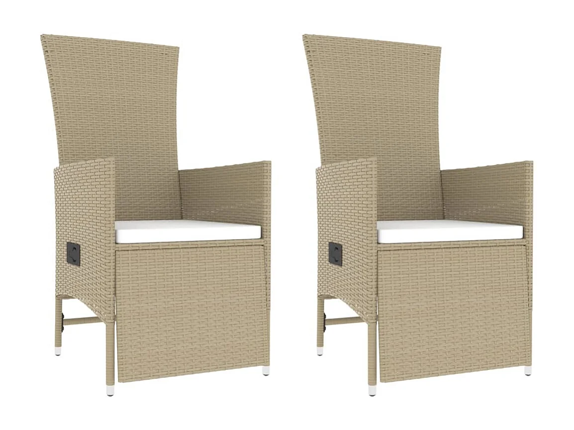 Set Mobili da Giardino 3 pz Beige Polyrattan e Acciaio