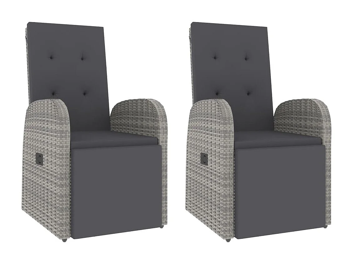 Ensemble de salon de jardin 3 pcs gris poly rotin et acacia