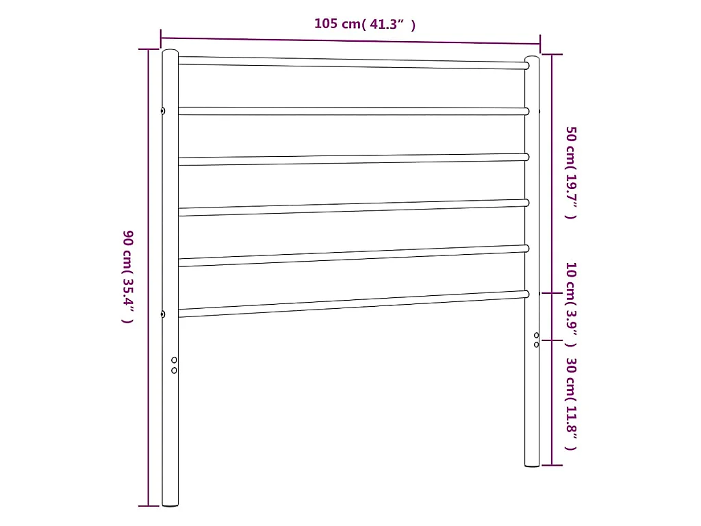 Tête de lit de remplacement métal noir 100 cm