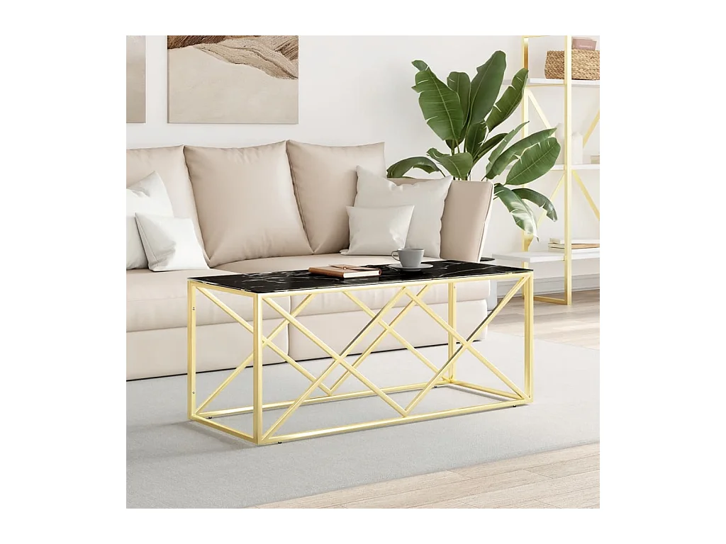 Table basse 110x45x45 cm acier inoxydable et verre