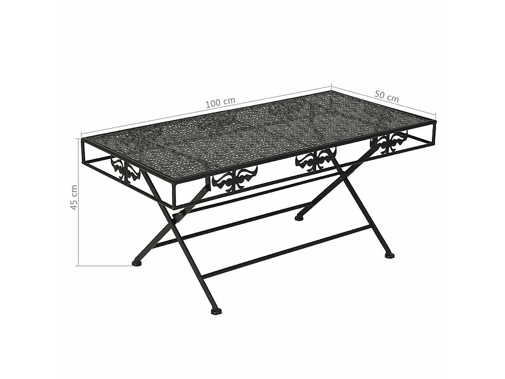 Table basse pliante Style vintage Métal 100x50x45 cm Noir