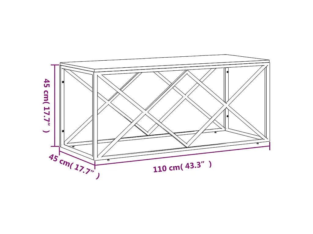 Table basse acier inoxydable et bois massif de récupération