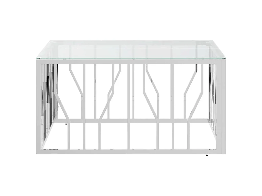 Table basse 80x80x40 cm acier inoxydable et verre