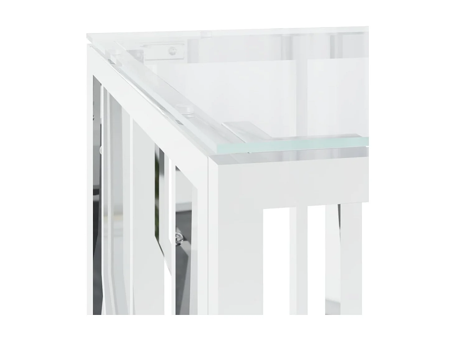 Tavolino da Salotto 110x45x45 cm in Acciaio Inox e Vetro