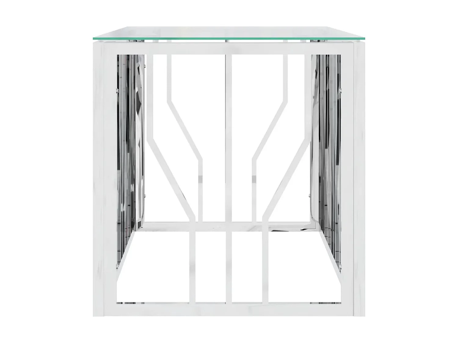 Tavolino da Salotto 110x45x45 cm in Acciaio Inox e Vetro