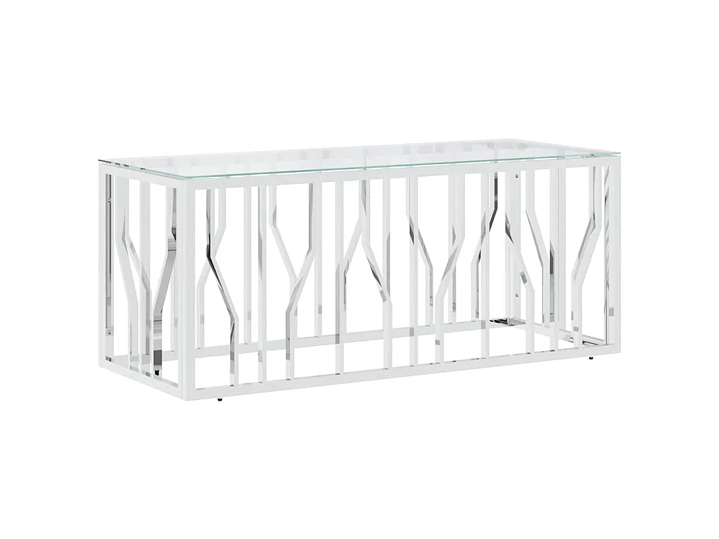 Table basse 110x45x45 cm acier inoxydable et verre