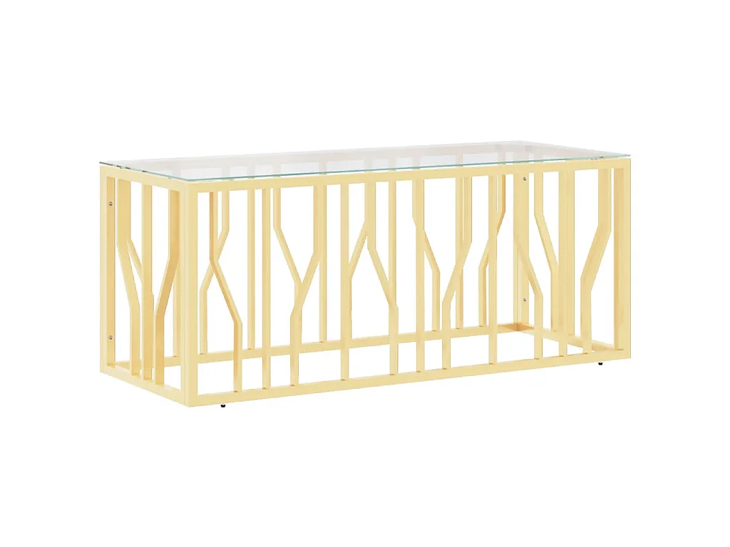 Table basse 110x45x45 cm acier inoxydable et verre