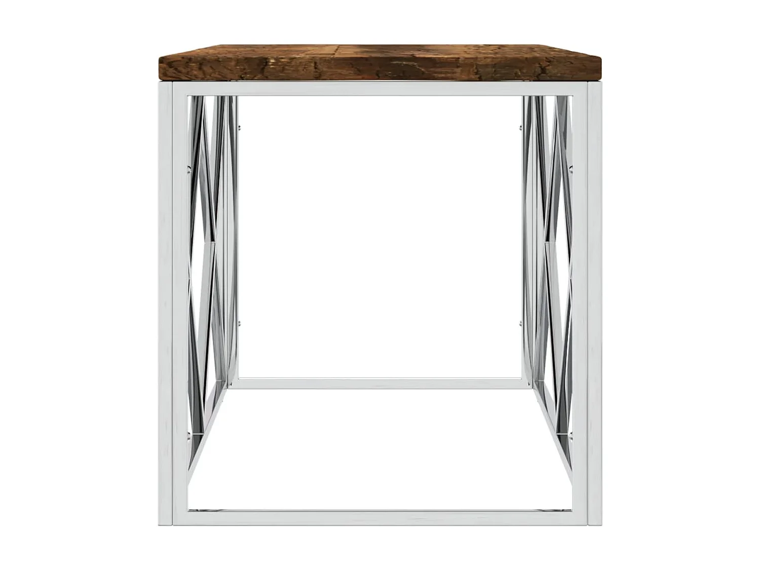 Salontafel roestvrij staal en massief hergebruikt hout