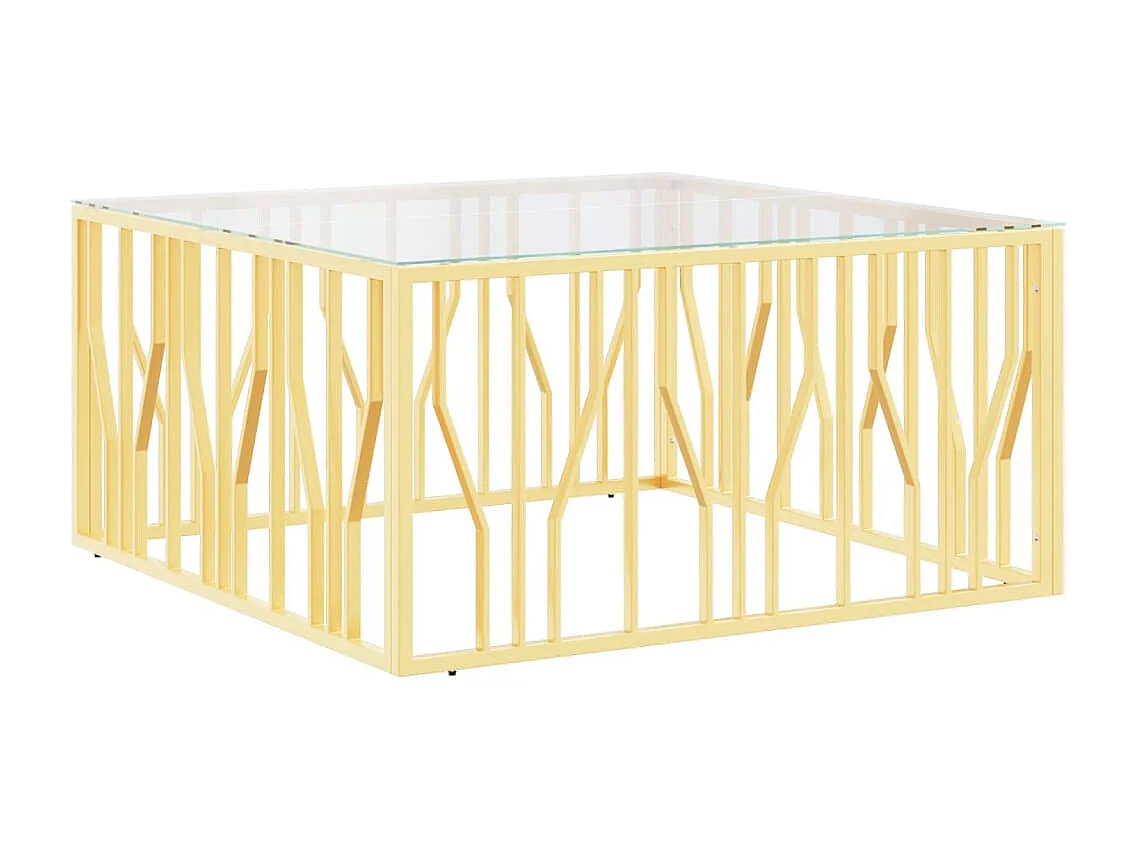 Table basse 100x100x50 cm acier inoxydable et verre