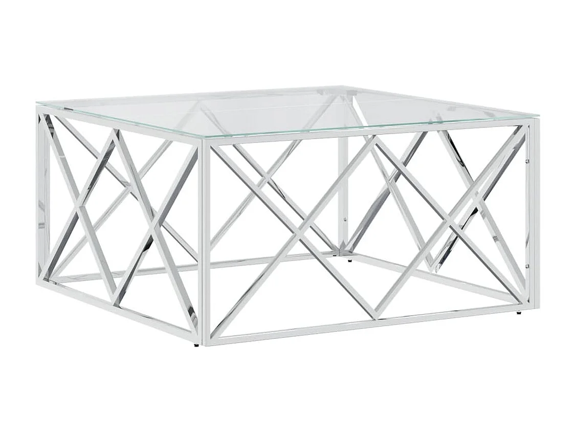 Mesa de centro 80x80x40 cm aço inoxidável e vidro