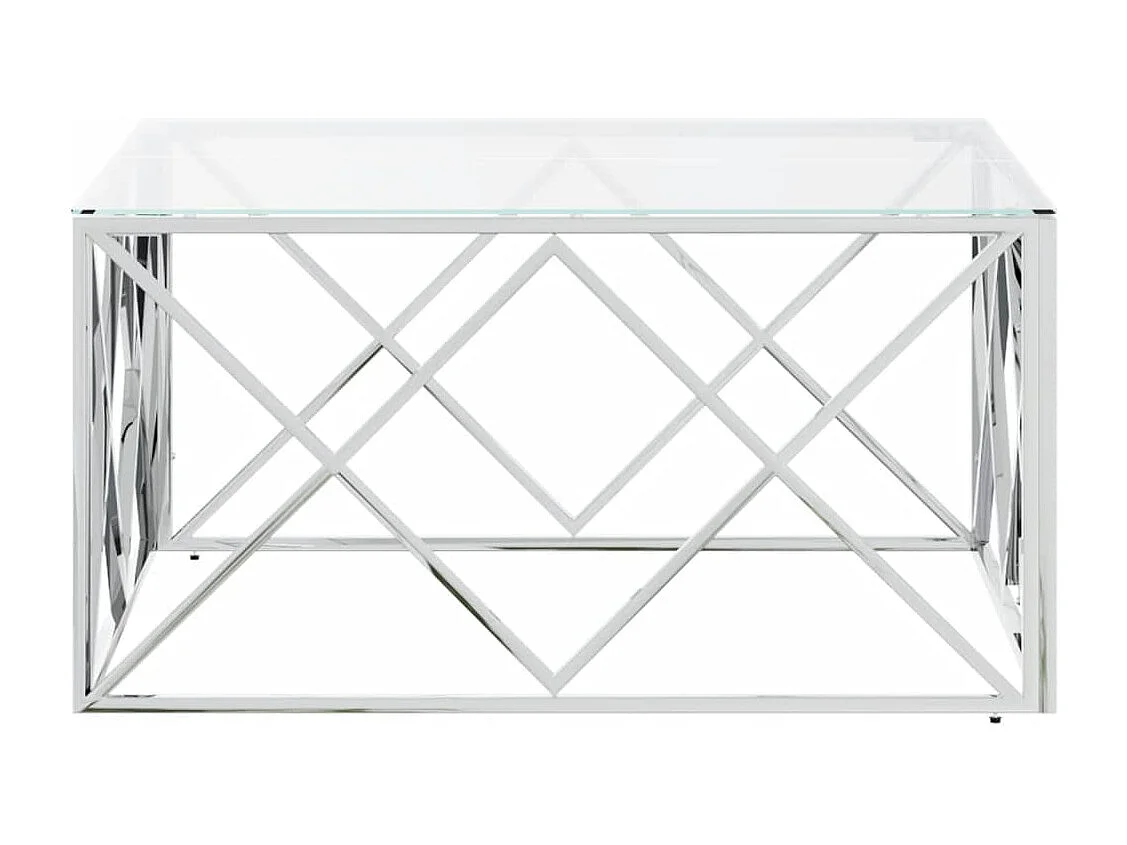 Mesa de centro 80x80x40 cm aço inoxidável e vidro