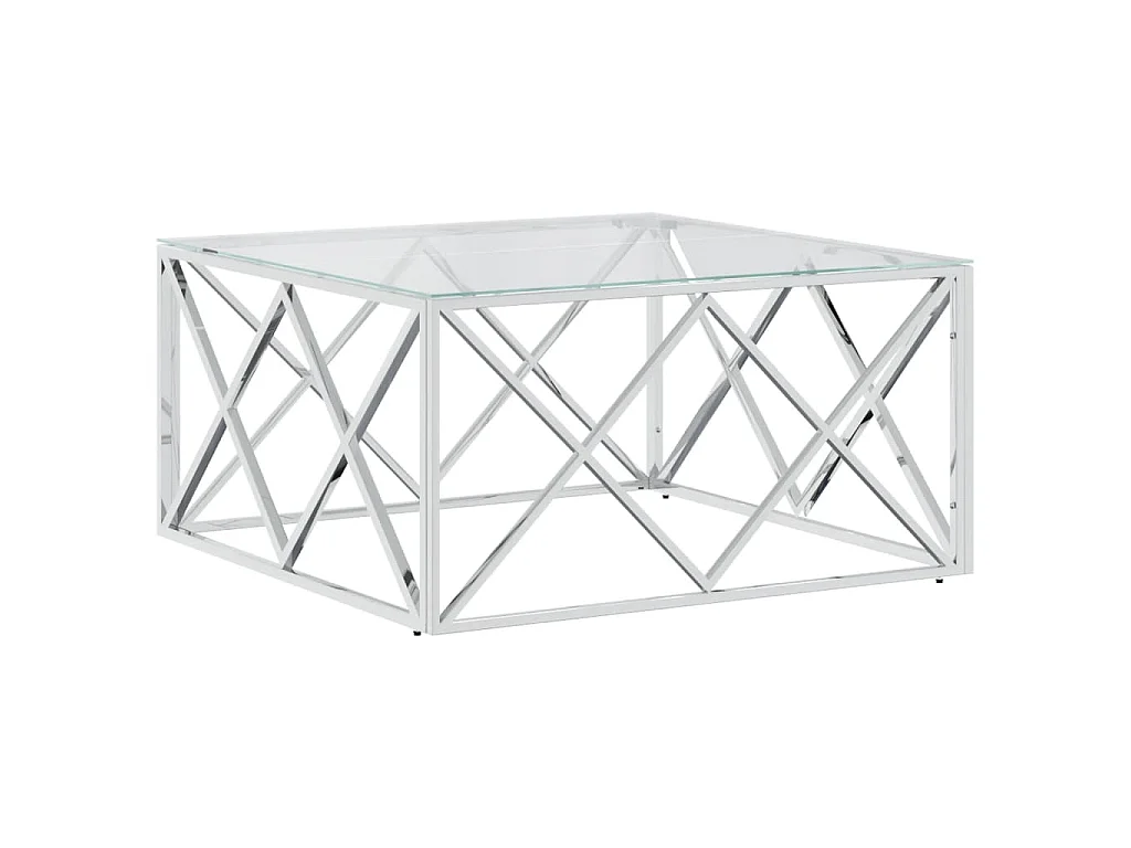 Salontafel 80x80x40 cm roestvrij staal en glas