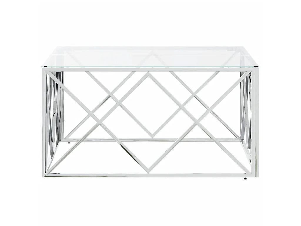 Salontafel 80x80x40 cm roestvrij staal en glas