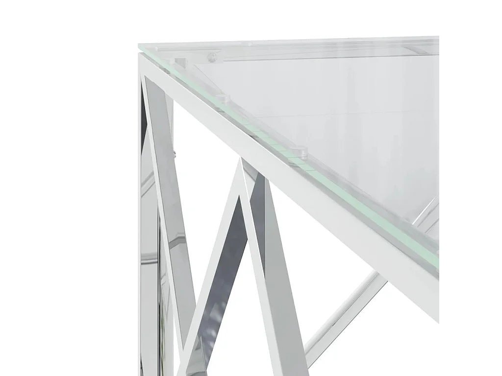 Salontafel 80x80x40 cm roestvrij staal en glas