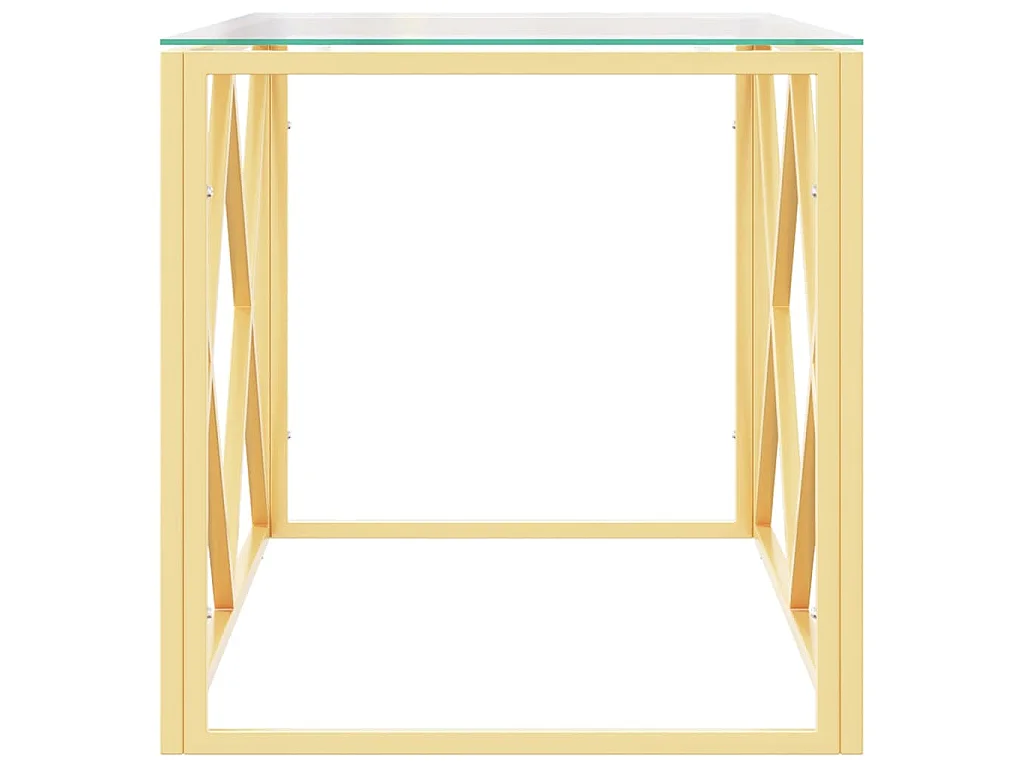Table basse 110x45x45 cm acier inoxydable et verre