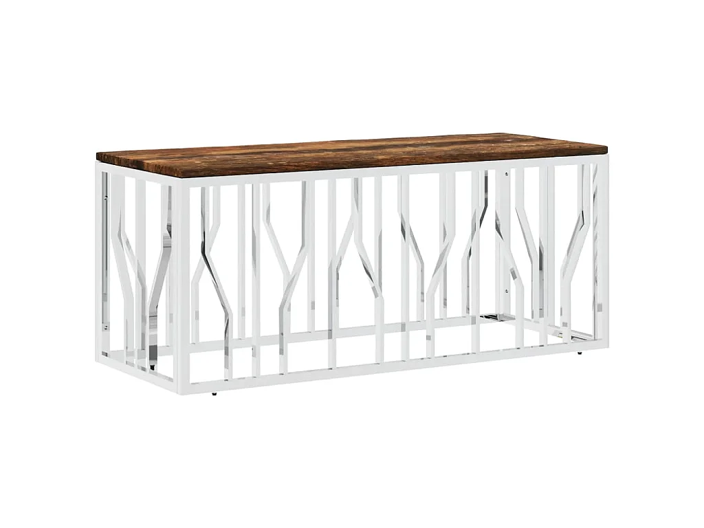 Couchtisch Edelstahl und Massives Altholz