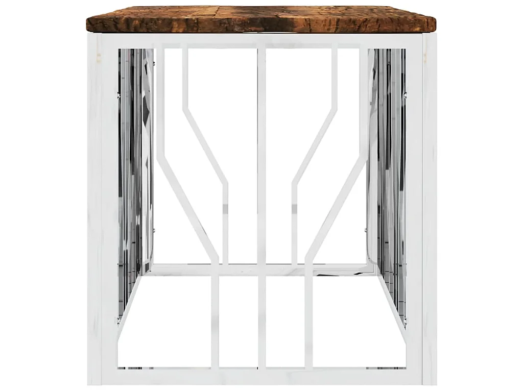 Couchtisch Edelstahl und Massives Altholz