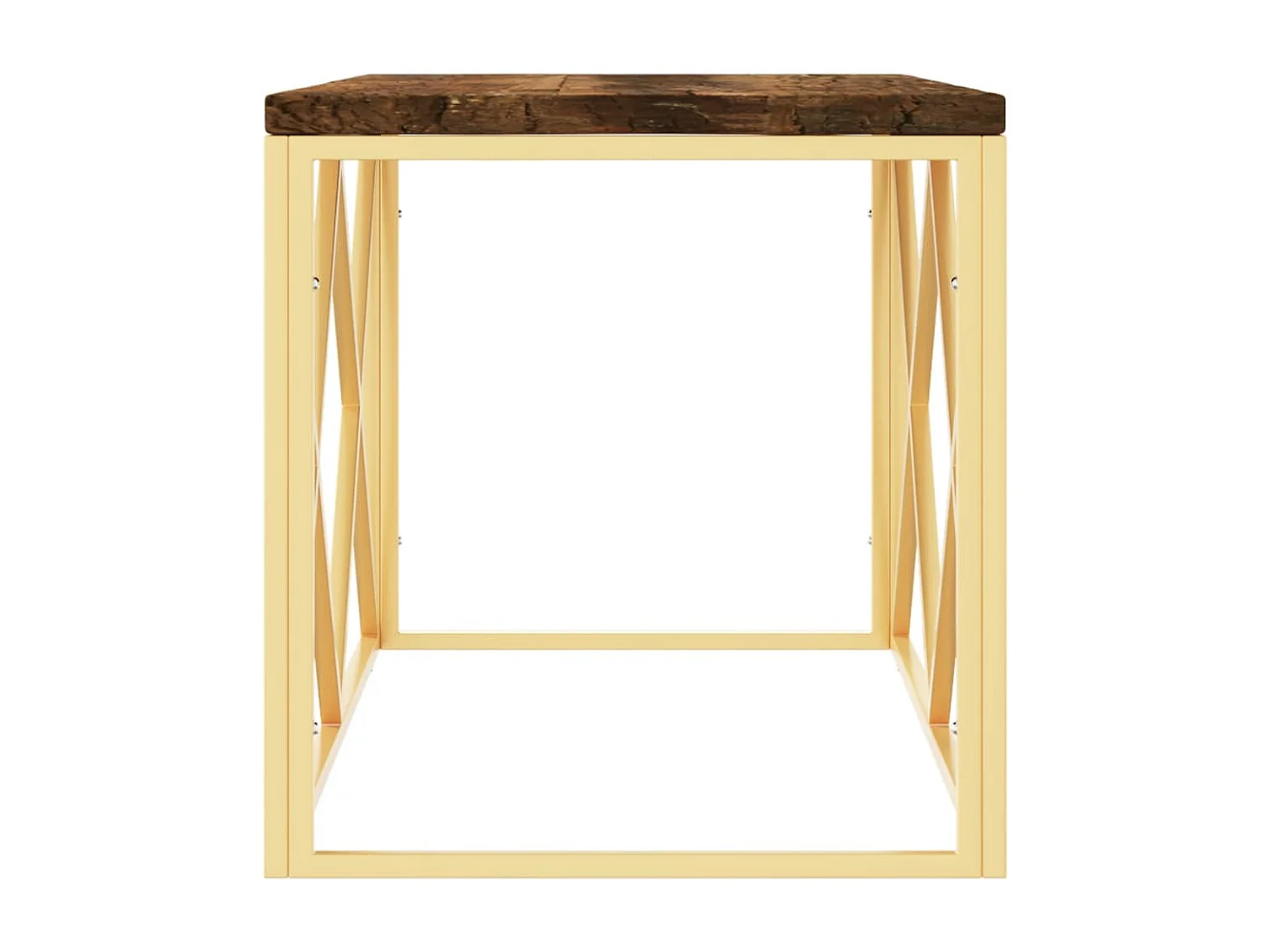 Salontafel roestvrij staal en massief hergebruikt hout