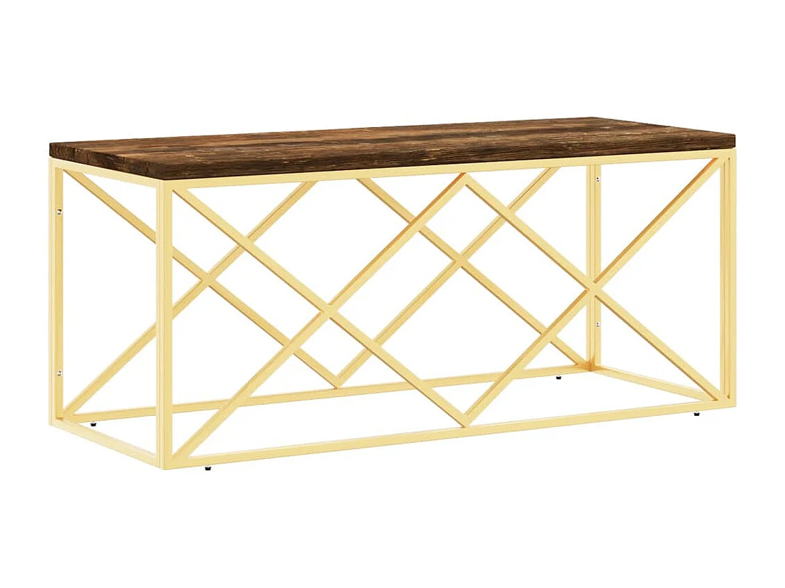 Salontafel roestvrij staal en massief hergebruikt hout