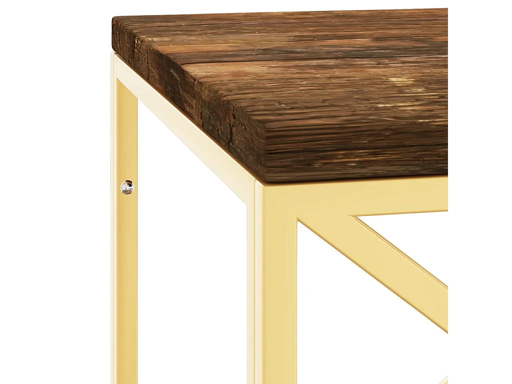 Salontafel roestvrij staal en massief hergebruikt hout