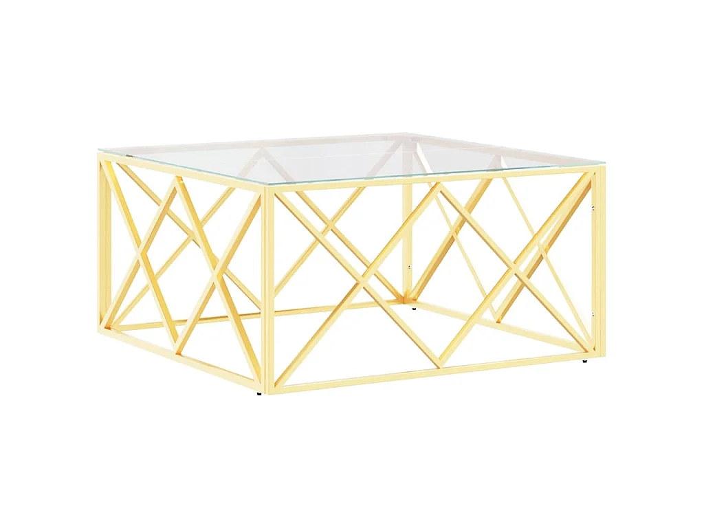Salontafel 80x80x40 cm roestvrij staal en glas