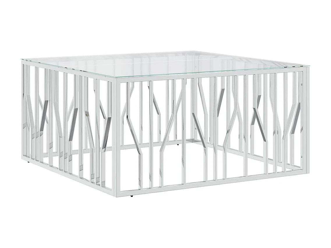 Couchtisch 100x100x50 cm Edelstahl und Glas