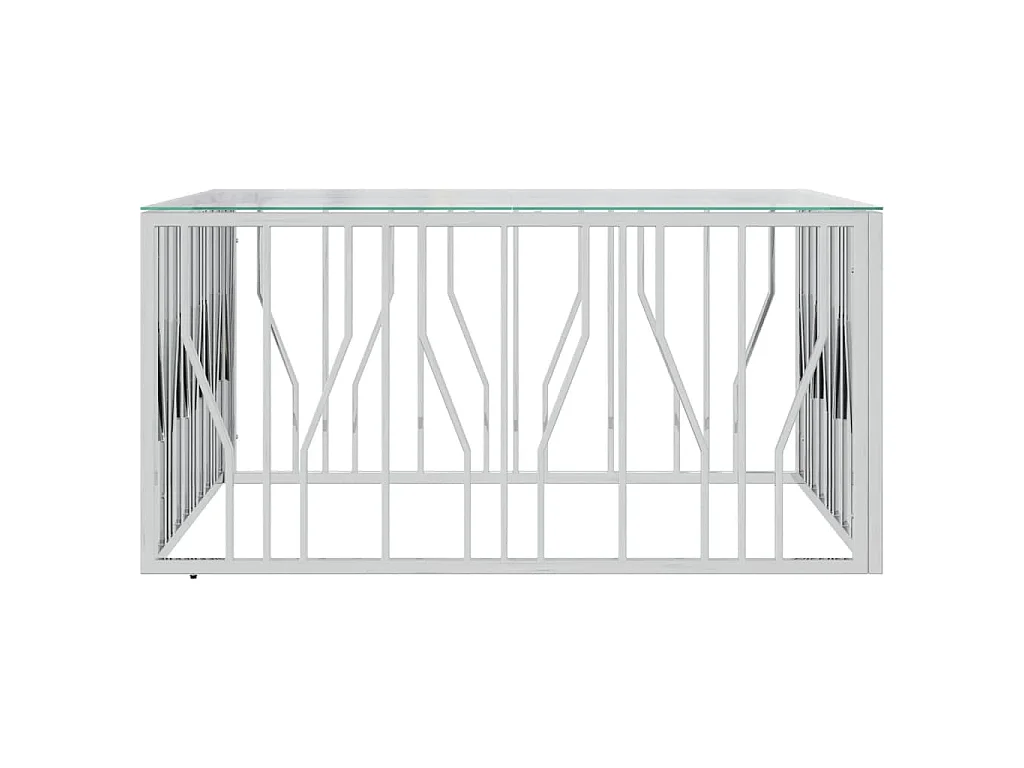 Table basse 100x100x50 cm acier inoxydable et verre