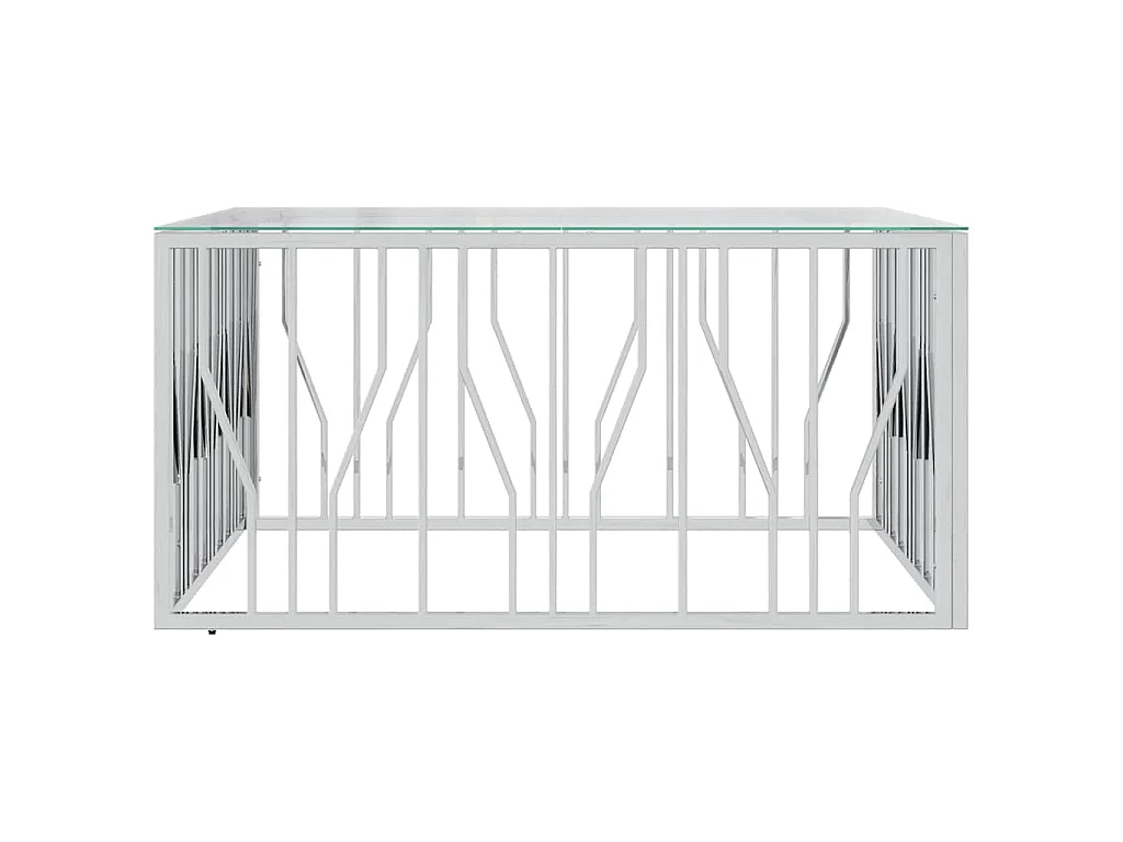 Table basse 100x100x50 cm acier inoxydable et verre