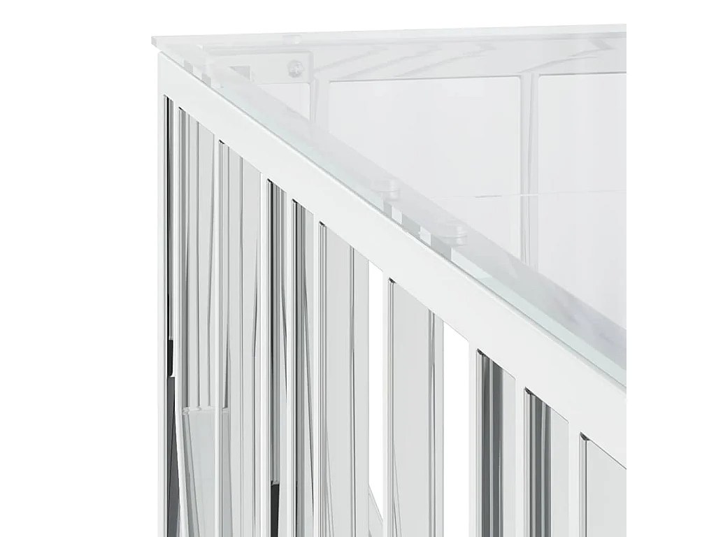 Table basse 100x100x50 cm acier inoxydable et verre