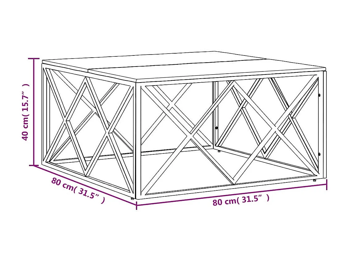 Table basse acier inoxydable et bois massif de récupération