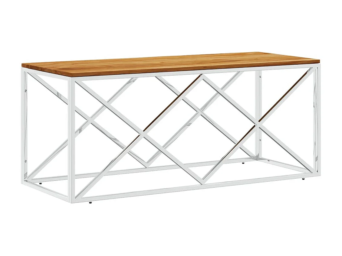 Table basse acier inoxydable et bois massif d'acacia