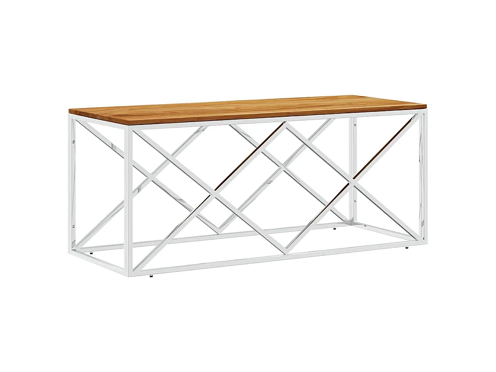 Mesa de centro acero inoxidable y madera maciza de acacia
