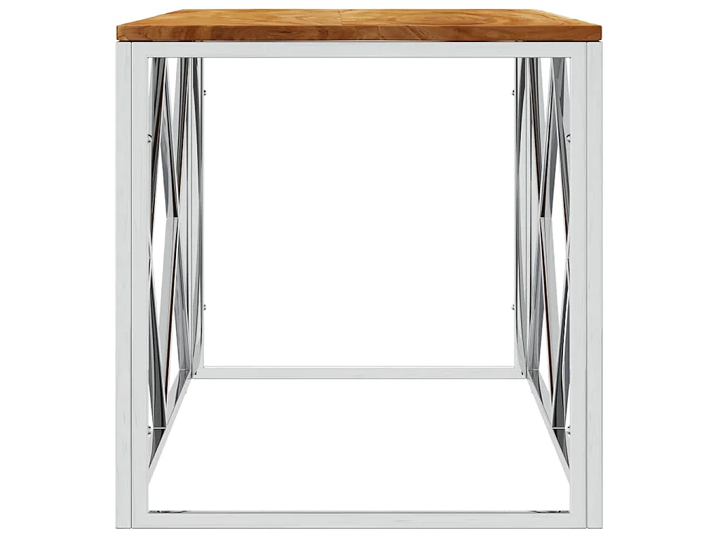 Mesa de centro acero inoxidable y madera maciza de acacia