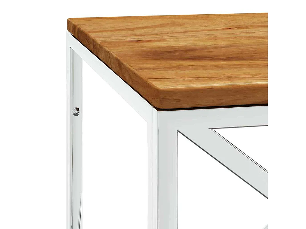 Mesa de centro acero inoxidable y madera maciza de acacia