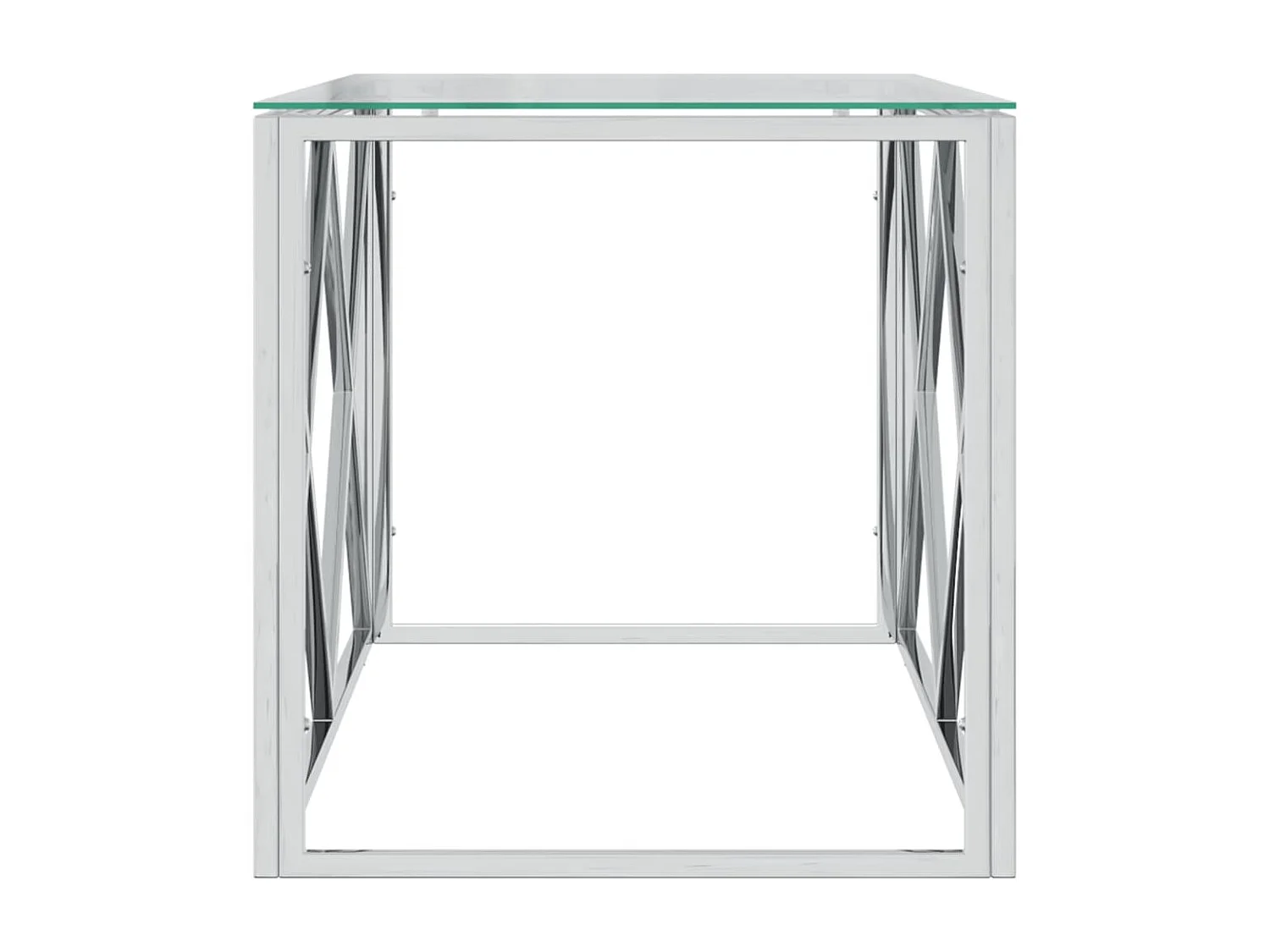 Mesa de centro acero inoxidable y vidrio 110x45x45 cm