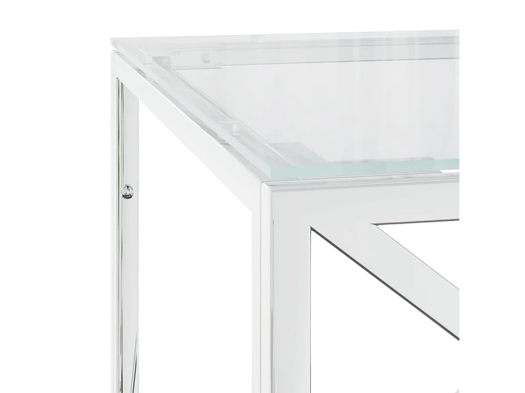 Mesa de centro acero inoxidable y vidrio 110x45x45 cm