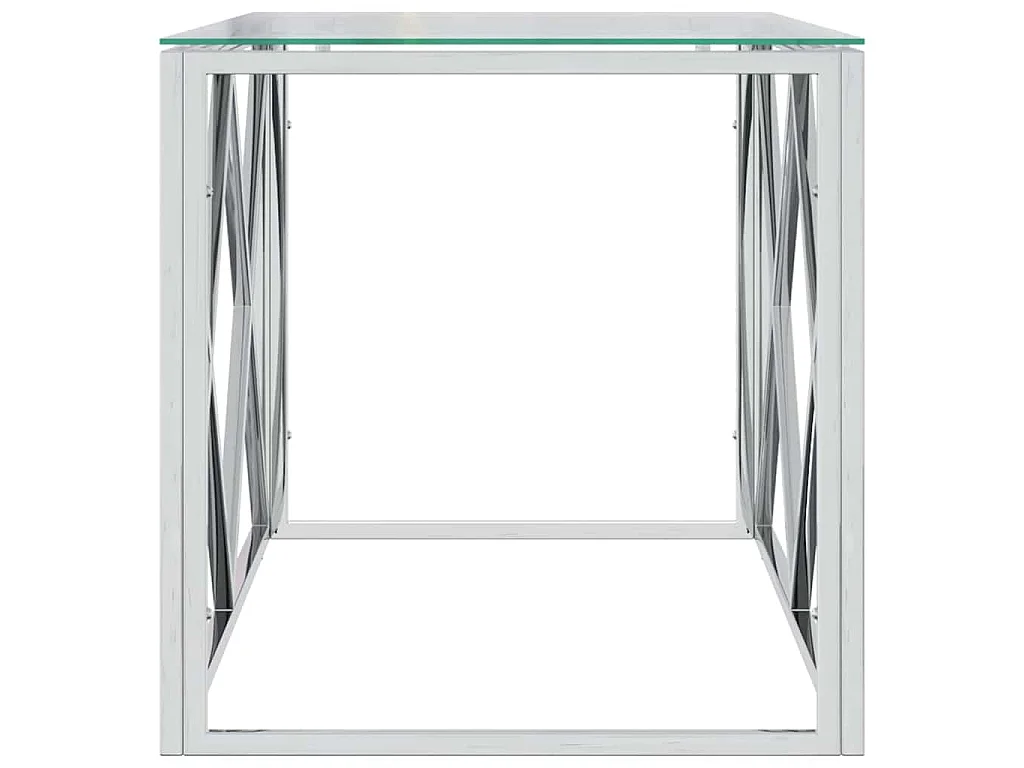 Table basse 110x45x45 cm acier inoxydable et verre