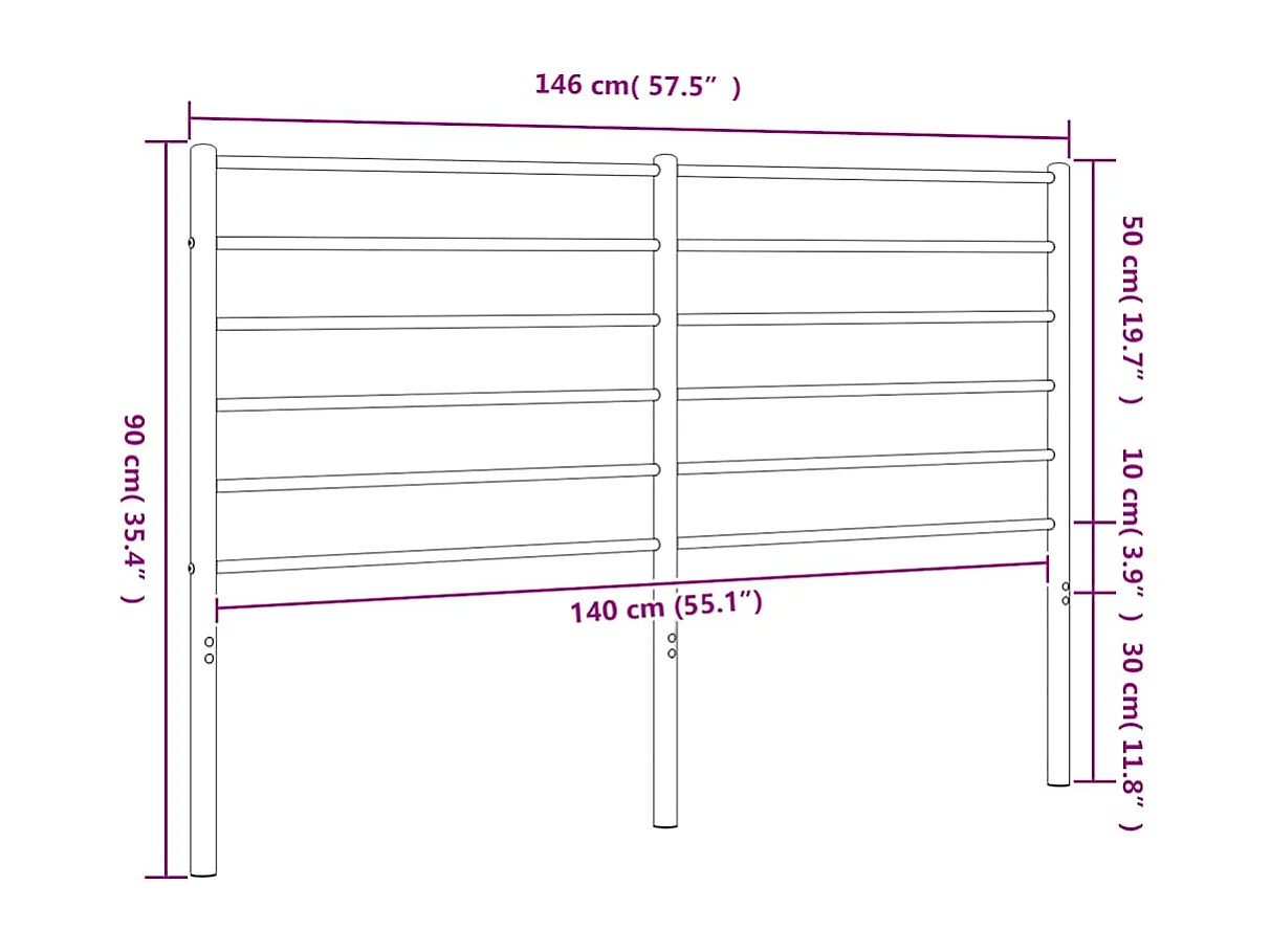 Tête de lit métal noir 140 cm