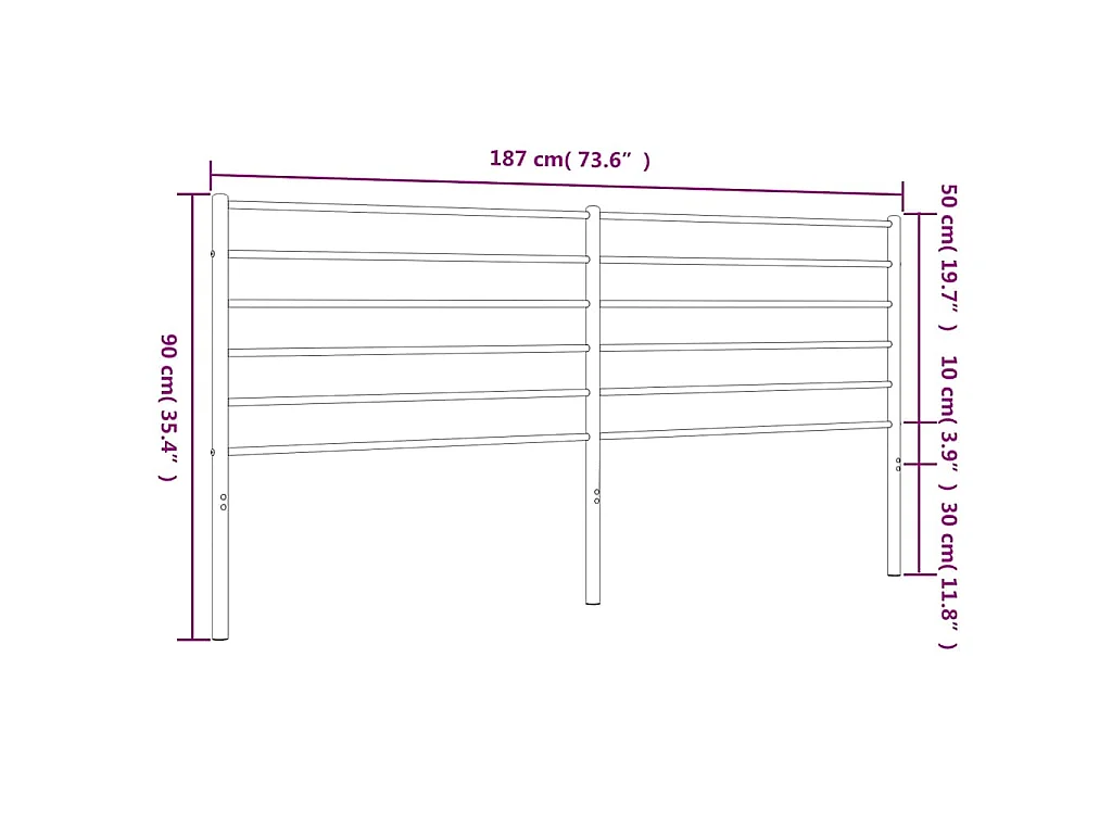 Vervangend hoofdbord metaal wit 180 cm