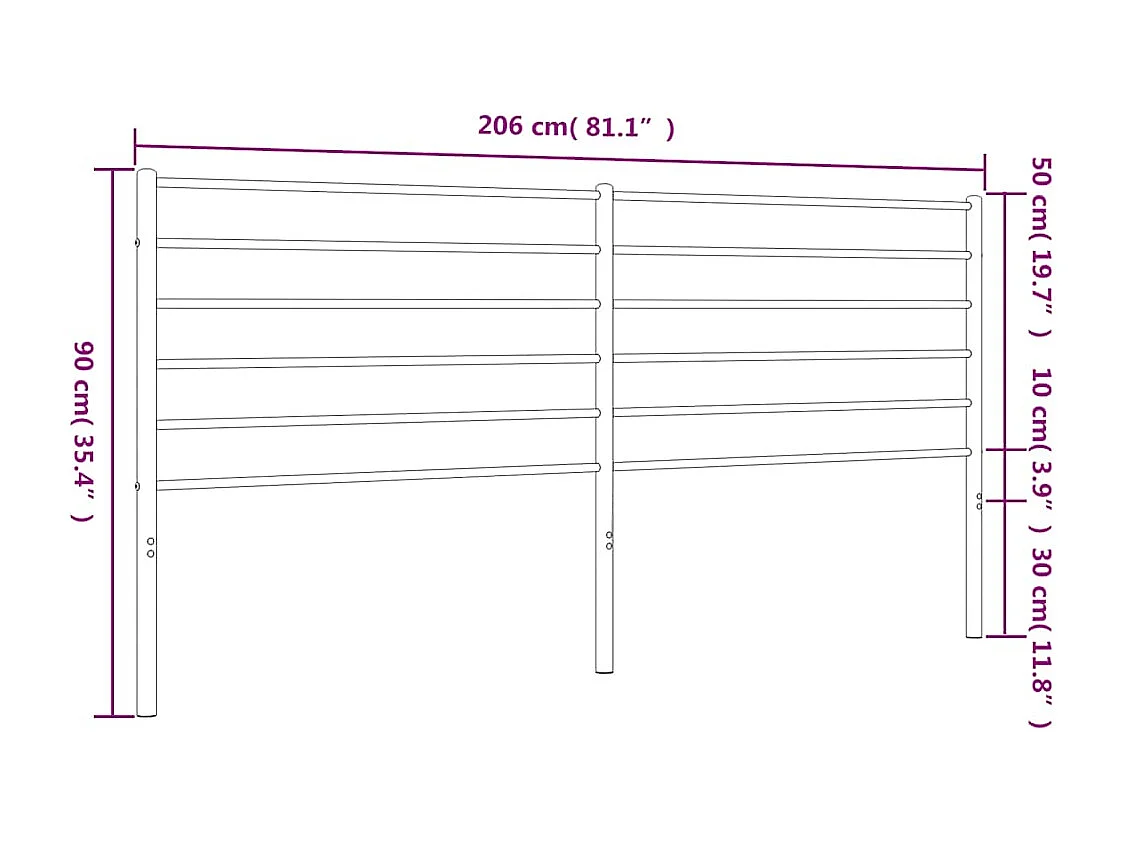 Tête de lit métal blanc 200 cm