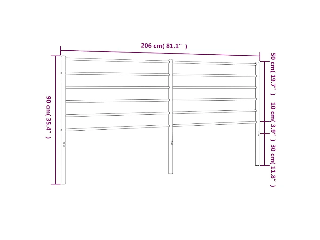 Ersatz-Kopfteil Metall Weiß 200 cm