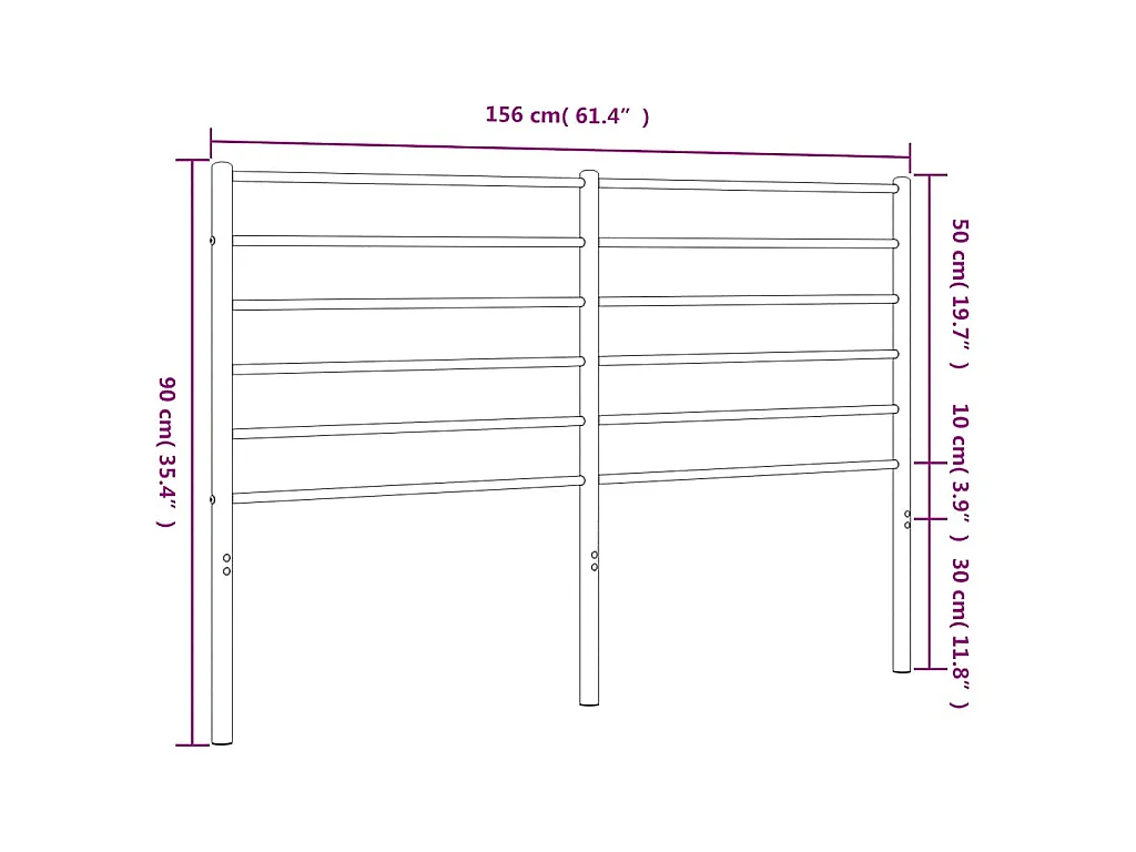 Testiera di Ricambio in Metallo Nero 150 cm