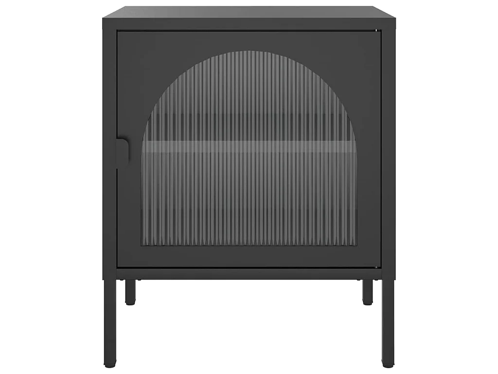 Comodino Nero 50x35x60 cm Vetro e Acciaio