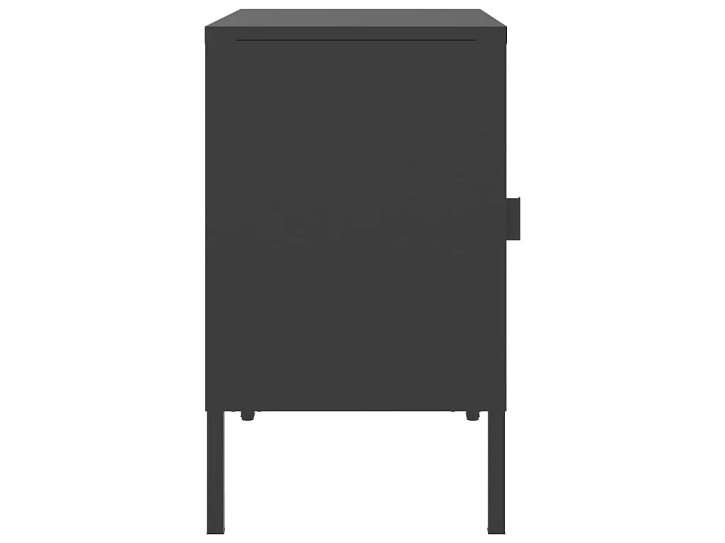 Comodino Nero 50x35x60 cm Vetro e Acciaio