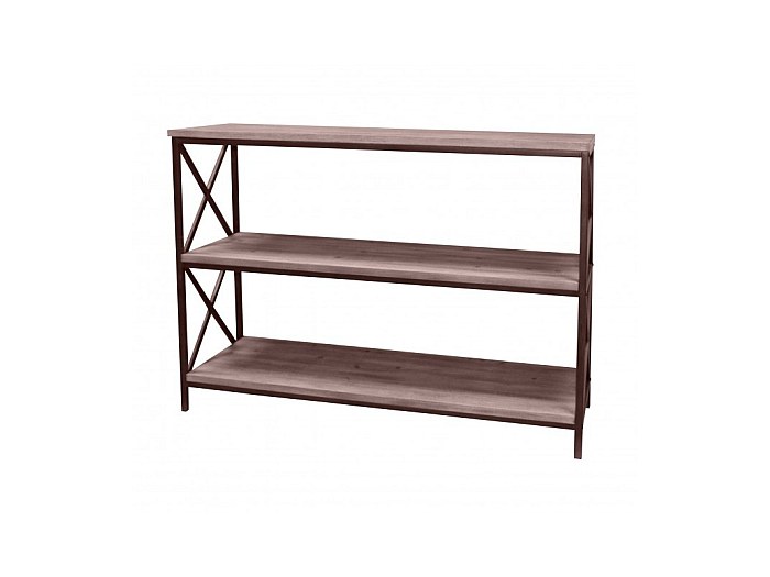 Console 3 étages URBAN LIVING, Effet Bois Massif, Mélaminé Et Métal, 120x40x89 Cm, Moderne, En Kit