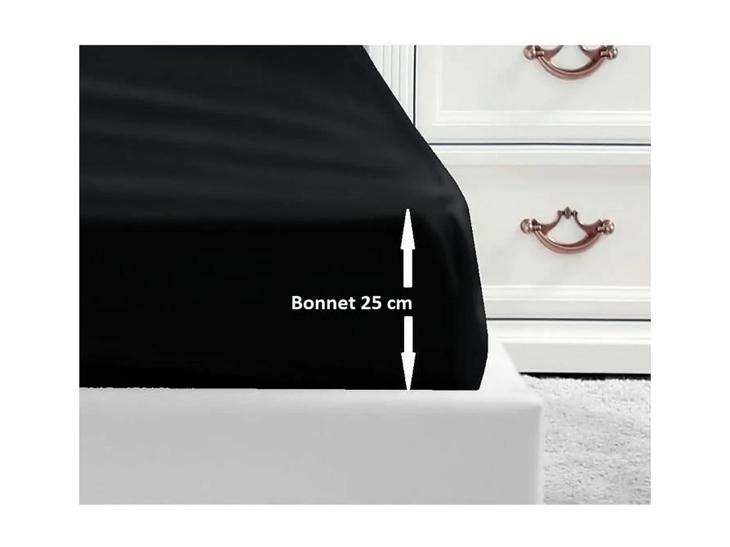 Spannbettlaken 100% Baumwolle Schwarz 140x190 cm - Steghöhe 25 cm